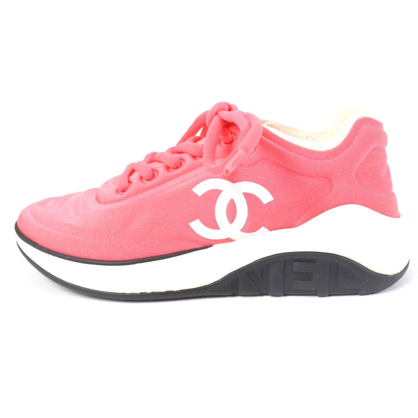 Chanel COCO Mark Lace Up Sneakers Orange