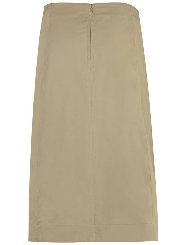 Bottega Veneta Asymmetric Hem Midi A-Line Skirt Beige