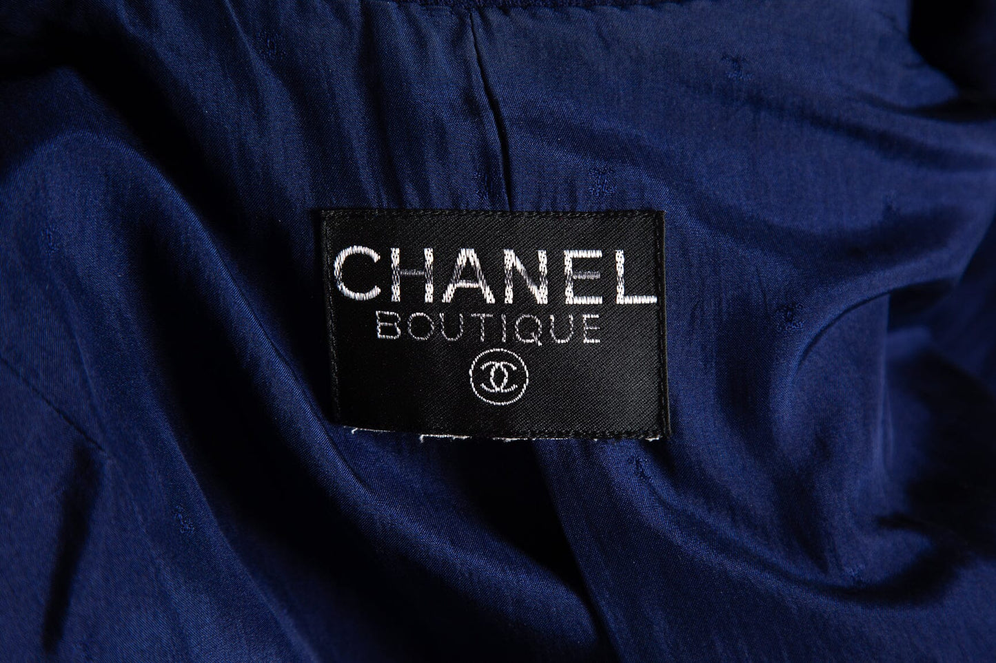 Chanel Vintage Navy & Black Leather Trim Jacket SZ N/A