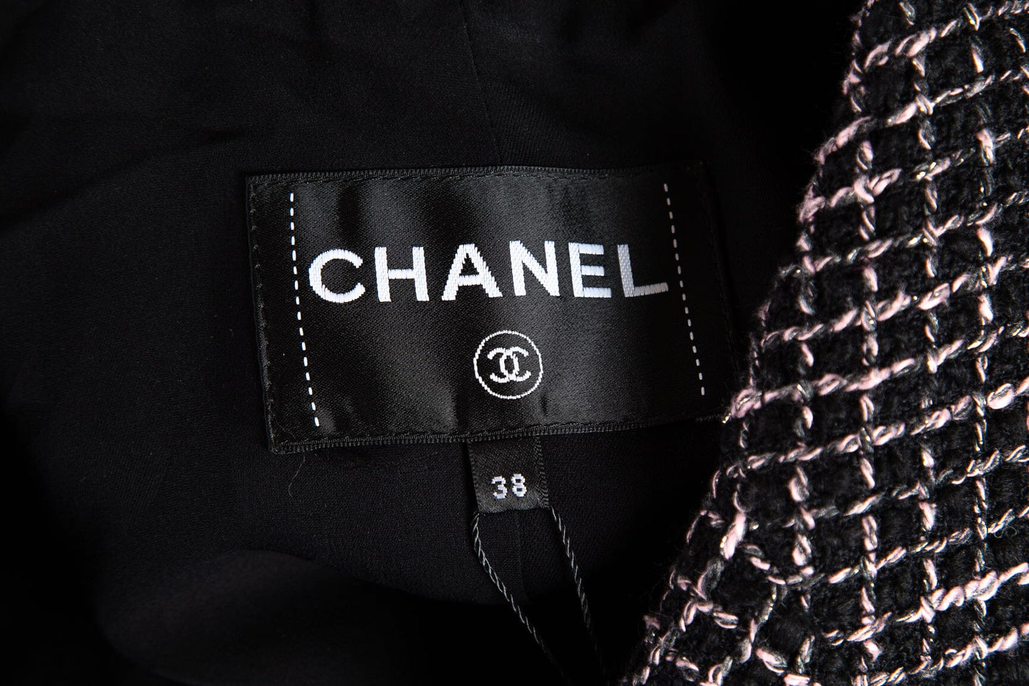 Chanel 2022 Black and Pink Tweed Blazer SZ 38