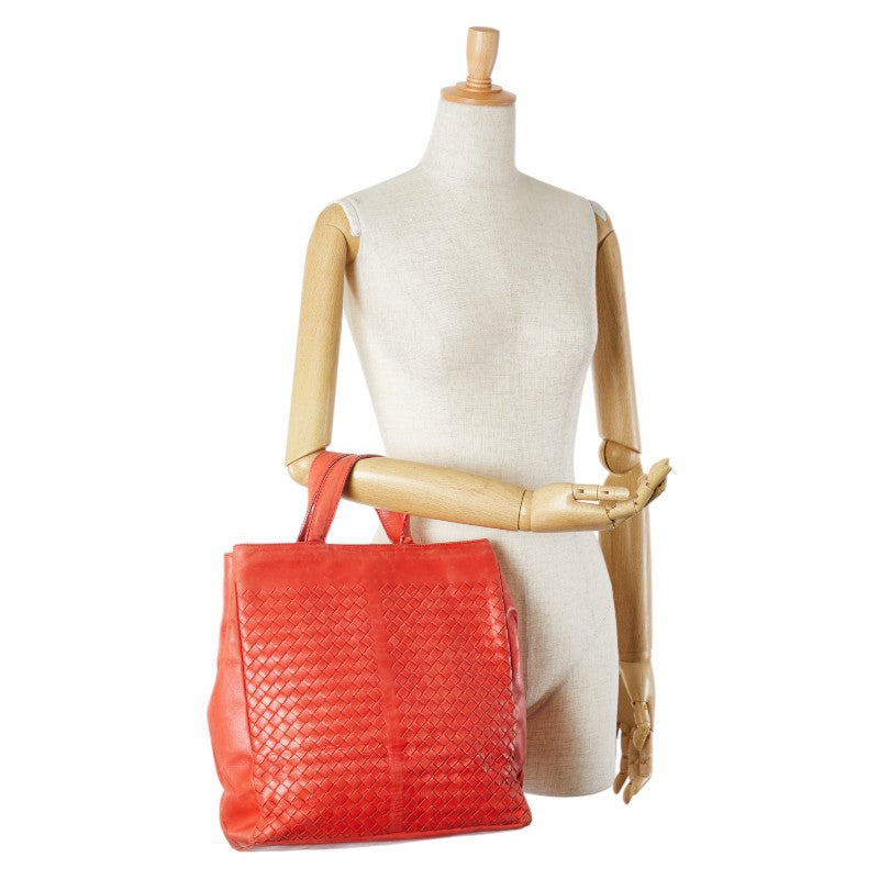 Bottega Veneta Intrecciato Leather Handbag Red