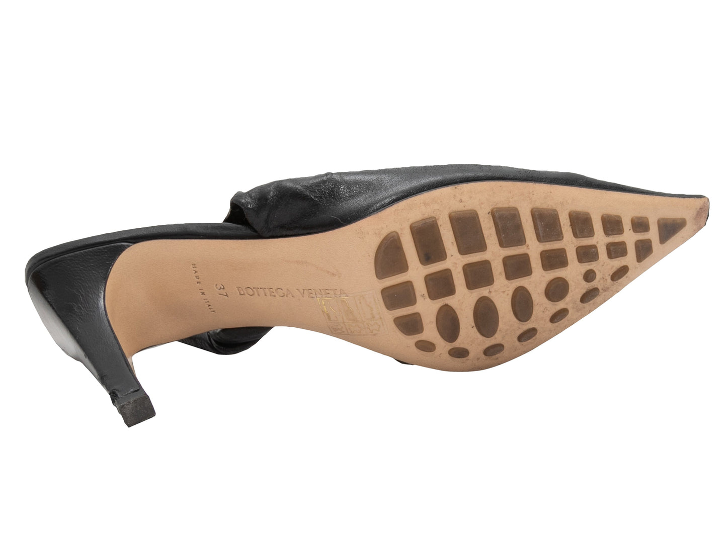 Black Bottega Veneta Pointed-Toe Leather Slingbacks Size 37