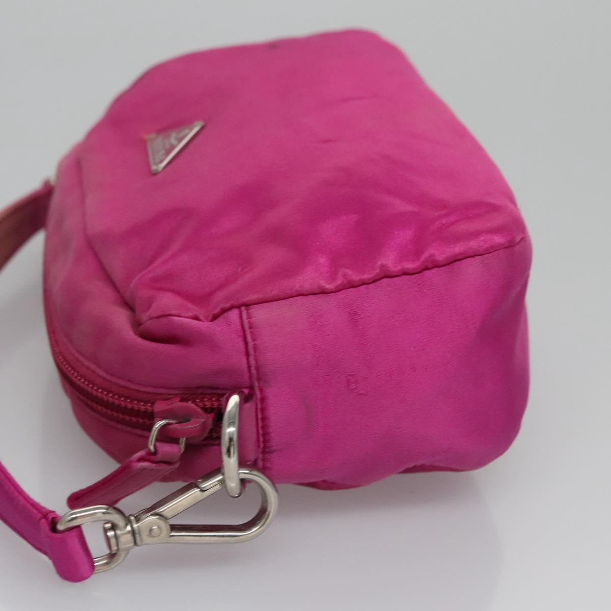 PRADA Hand Bag Satin Pink Gold 113107