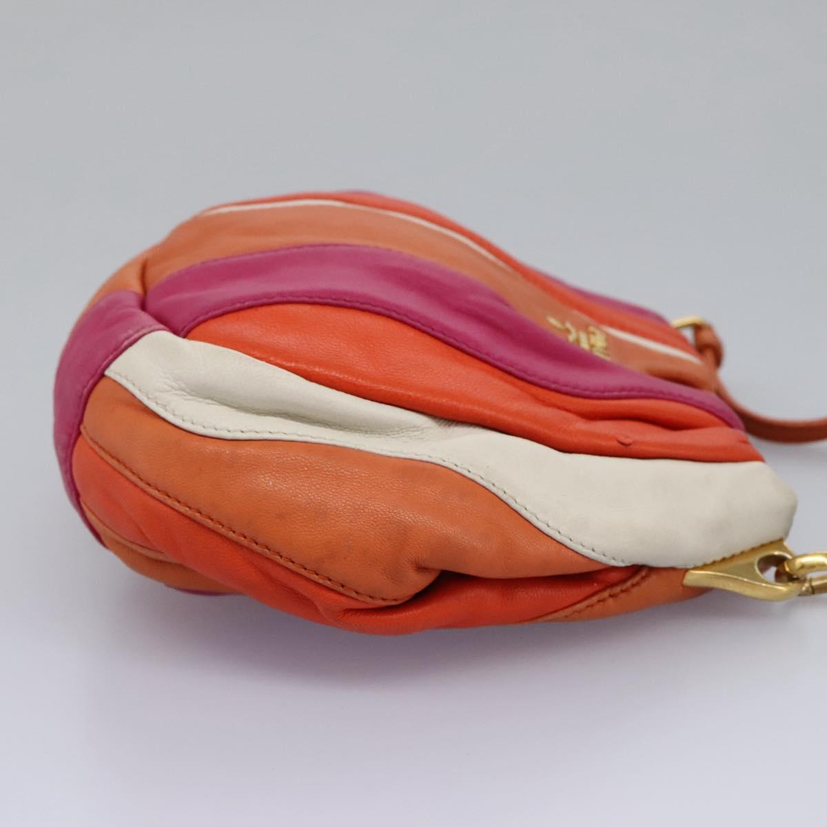 PRADA Shoulder Bag Leather Orange Gold 113570