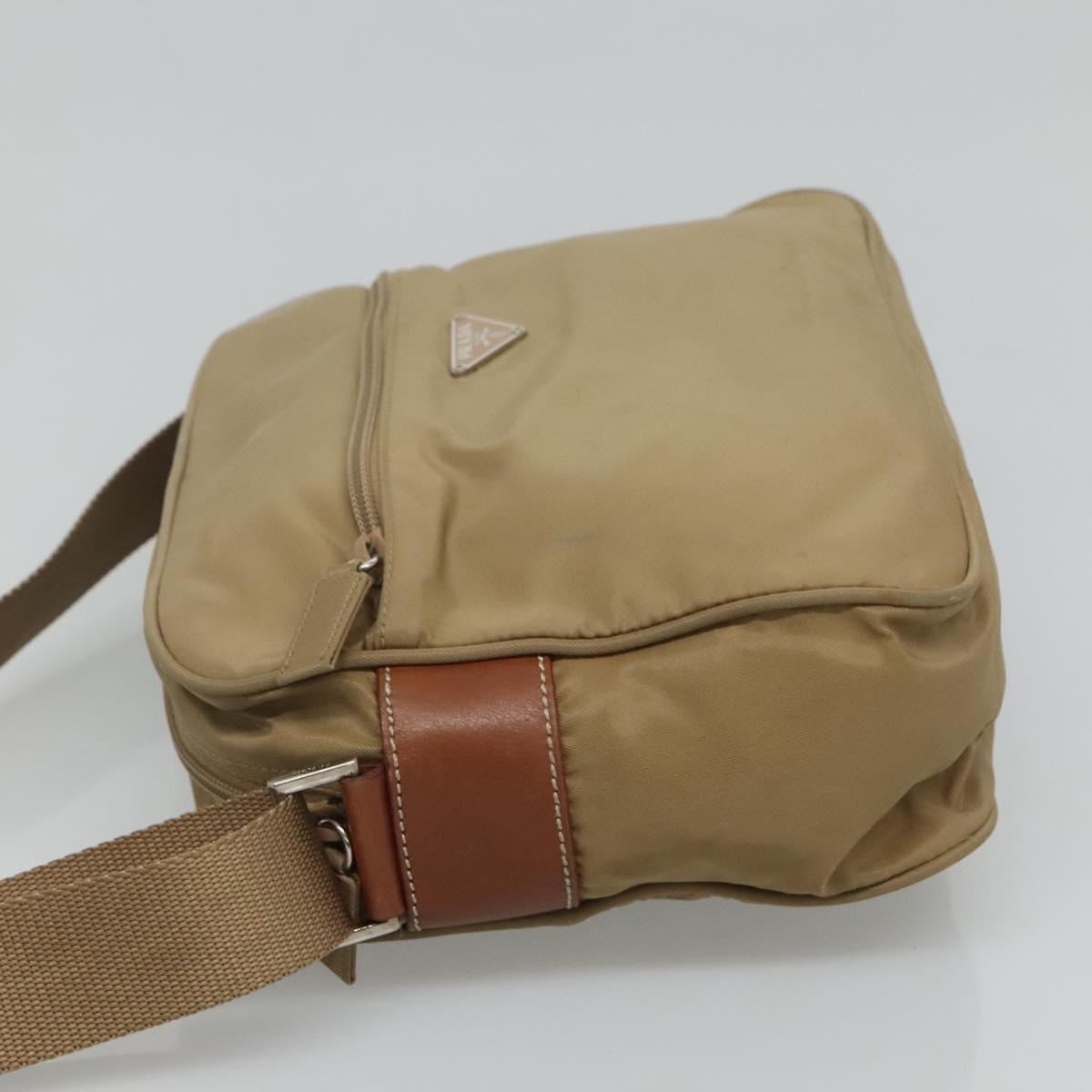 PRADA Shoulder Bag Nylon Beige Silver 113888