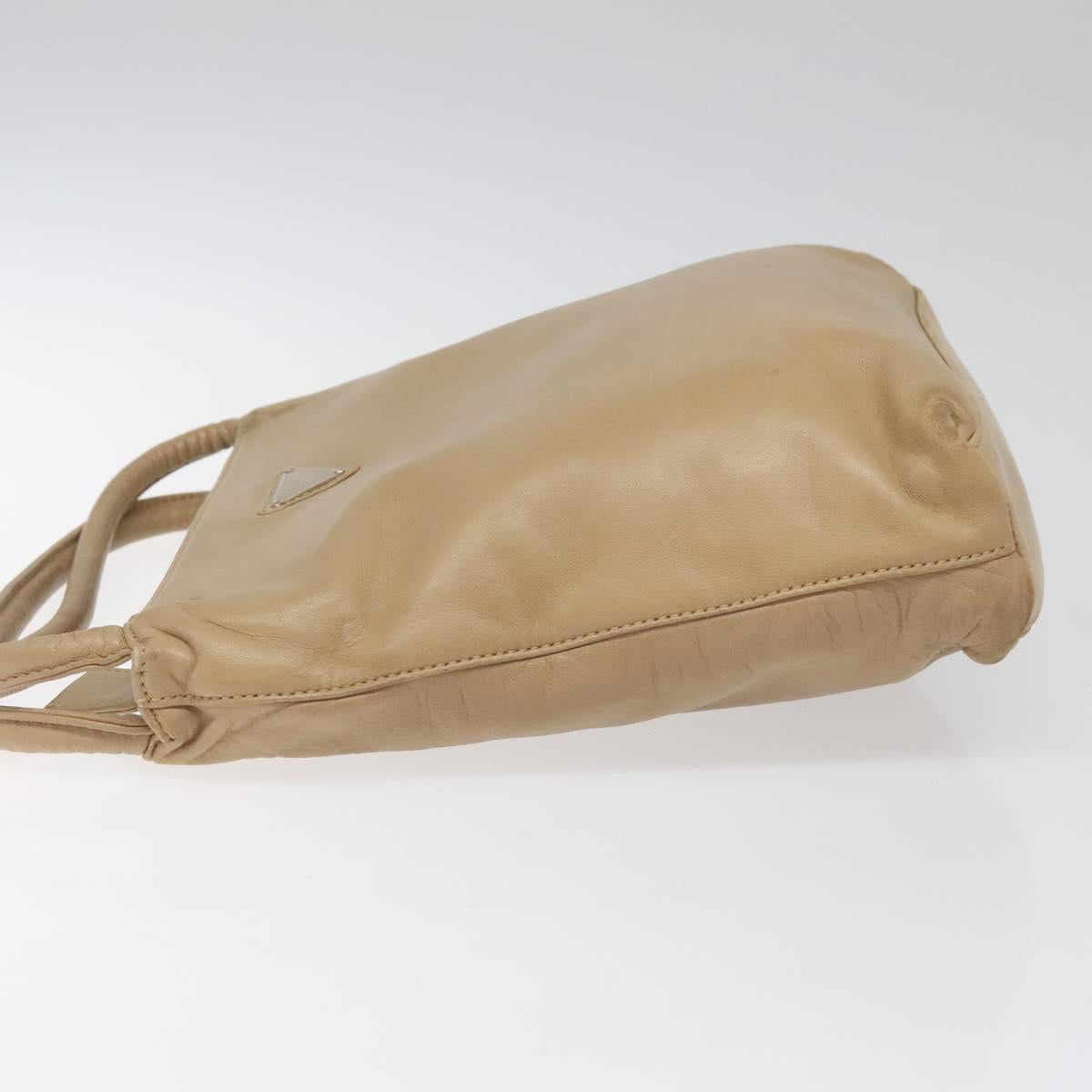PRADA Hand Bag Leather Beige 113968