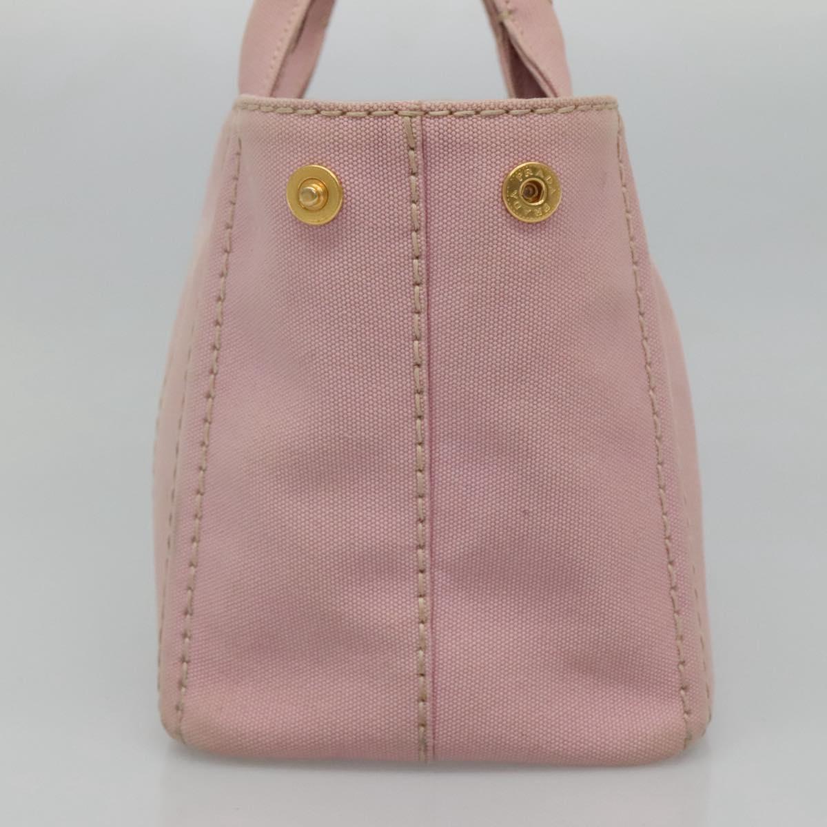 PRADA Canapa PM Hand Bag Canvas 2way Pink Gold 114029