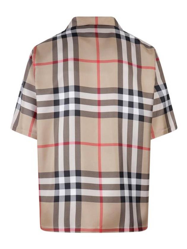 Burberry Vintage Check Silk Short Sleeve Shirt Archive Beige