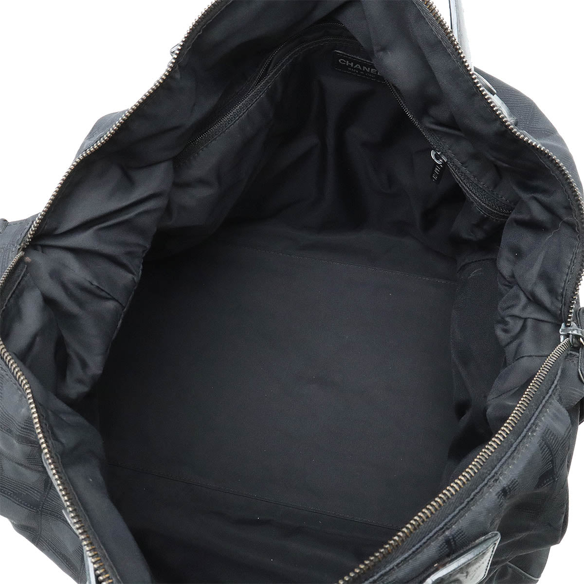 Chanel Nylon Jacquard Leather Boston Bag A15969