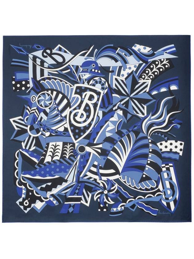 Burberry Carousel EKD Silk Scarf Indigo