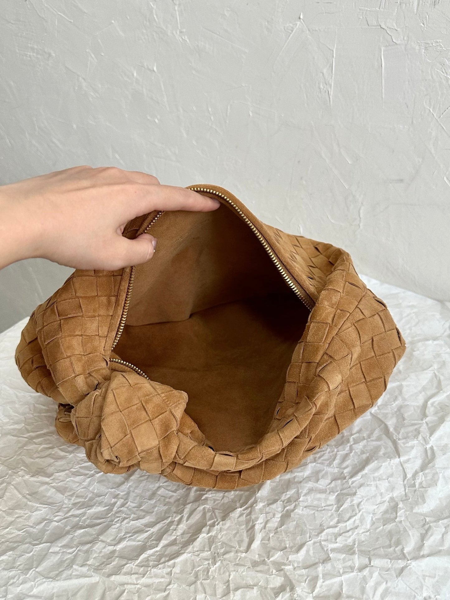 Bottega Veneta BV TEEN JODIE 36CM BROWN SUEDE LEATHER