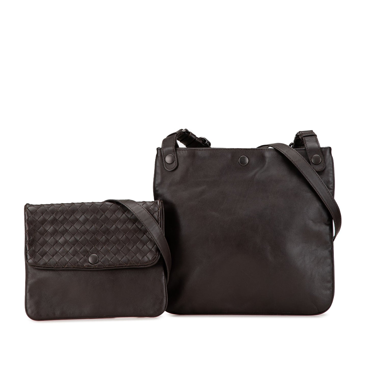 Brown Bottega Veneta Leather Intrecciato Crossbody