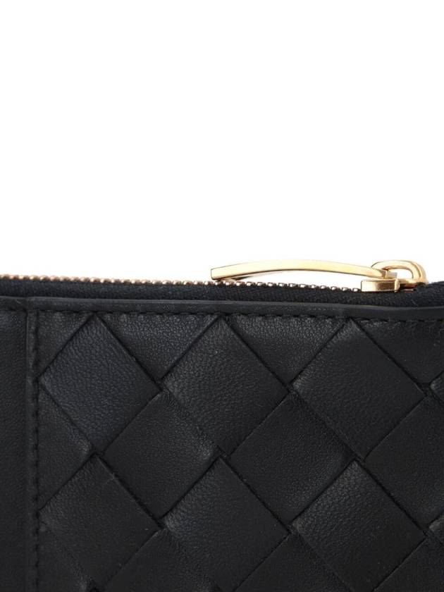 Bottega Veneta Intrecciato Zipper Leather Card Wallet Black