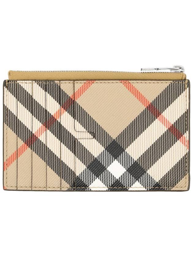 Burberry Check Zip Card Wallet Sand