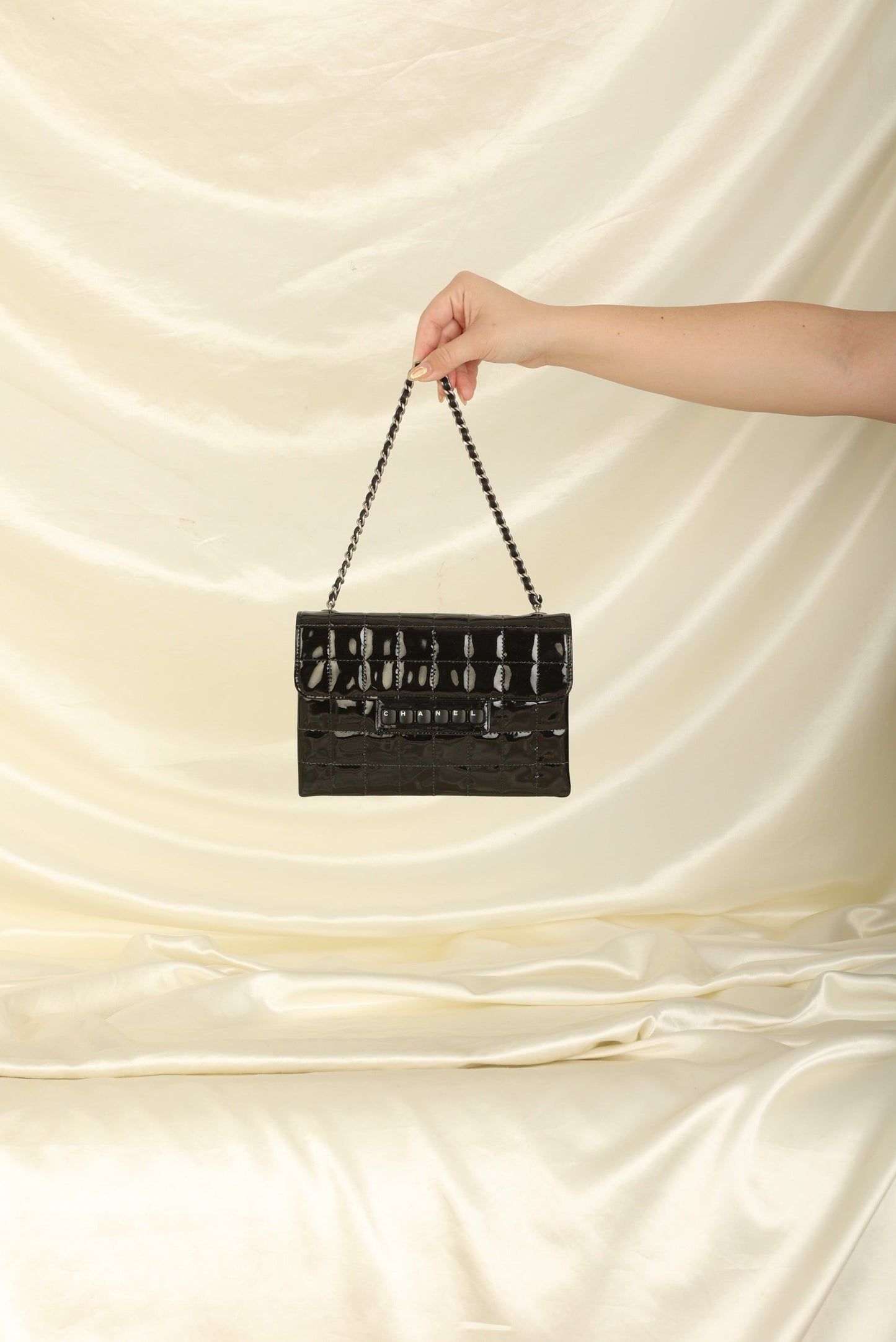 Rare Chanel Patent Chocolate Keyboard Pochette