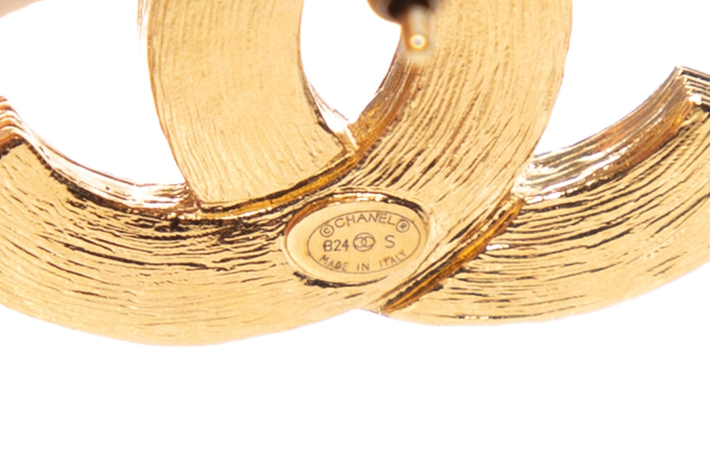 Chanel Gold Interlocking CC Embellished Crystal Pierced Earrings