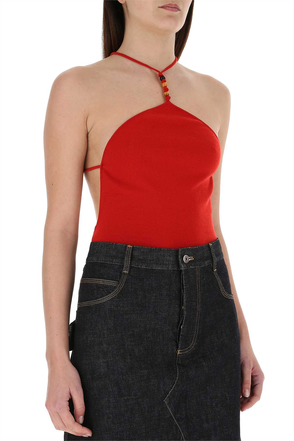 Bottega Veneta Women Red Stretch Cashmere Blend Bodysuit