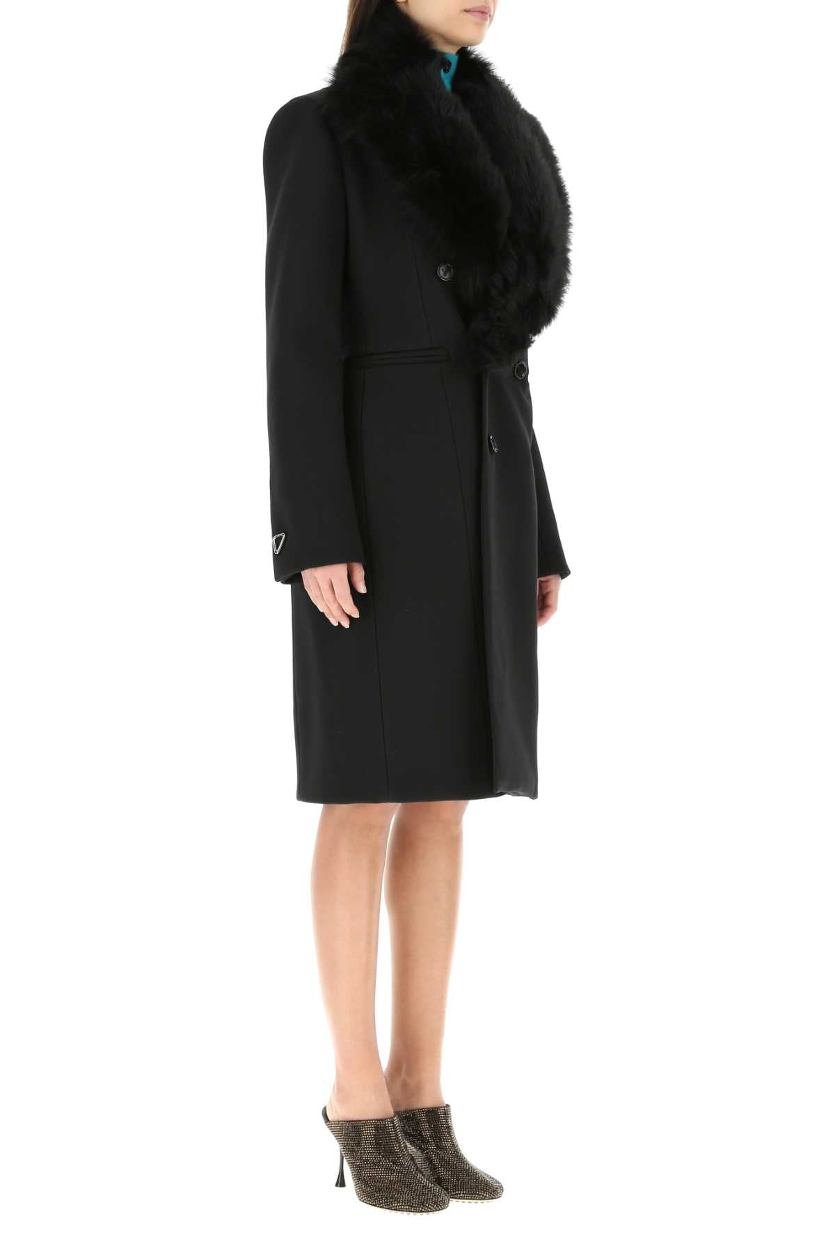 Bottega Veneta Women Black Stretch Acrylic Blend Coat