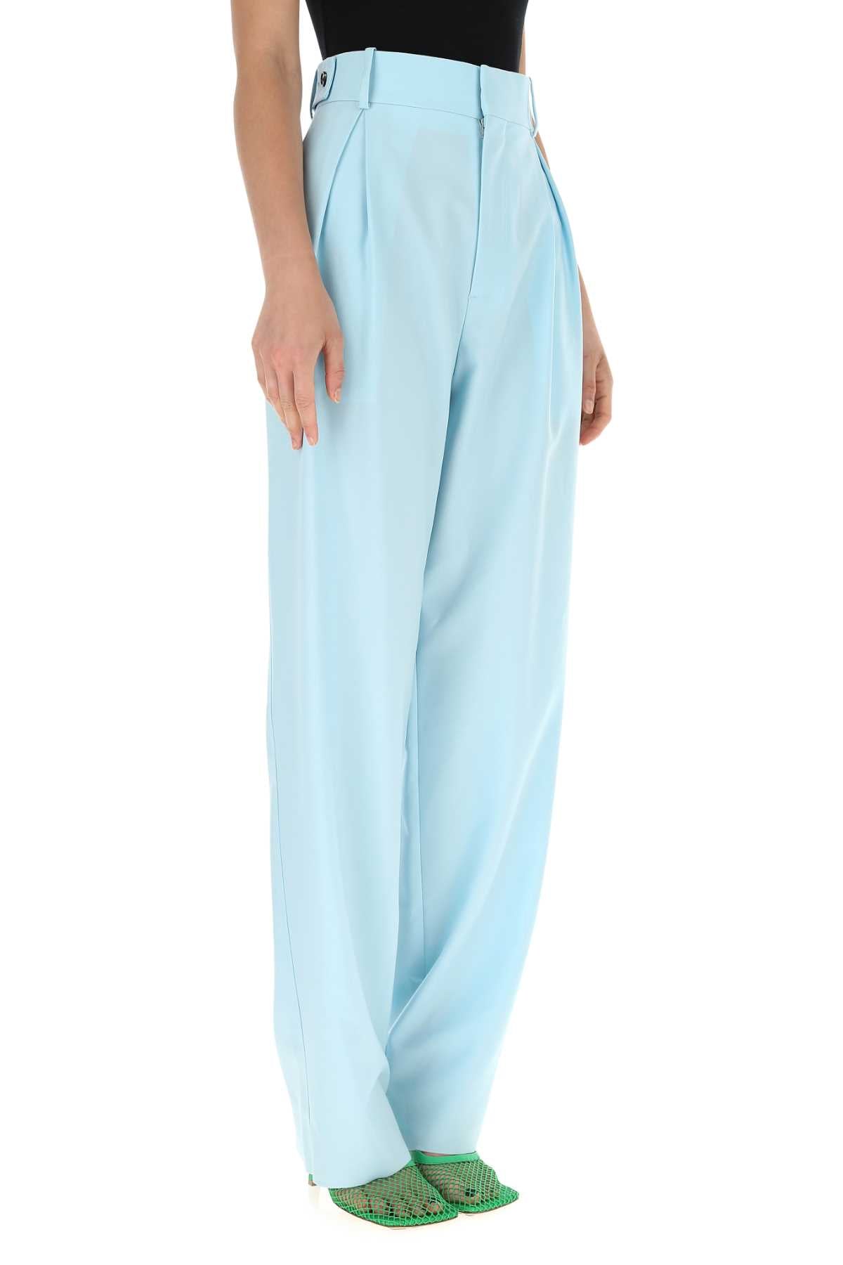 Bottega Veneta Women Pastel Light-Blue Wool Wide-Leg Pant