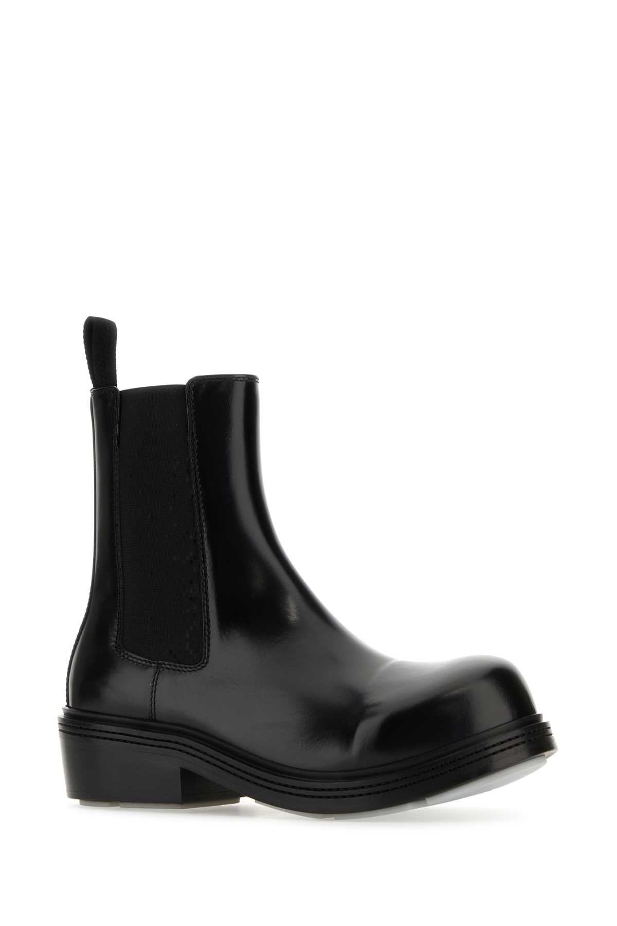 Bottega Veneta Men Black Leather Fireman Ankle Boots