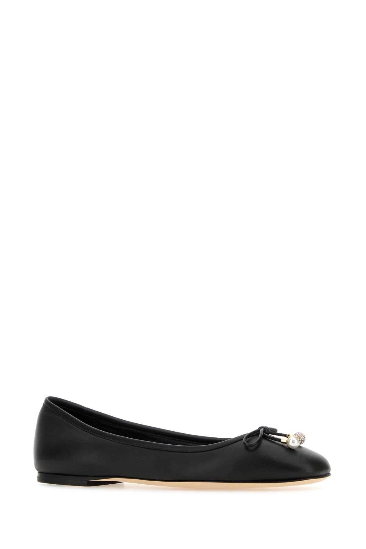 Jimmy Choo Women Black Nappa Leather Elme Ballerinas