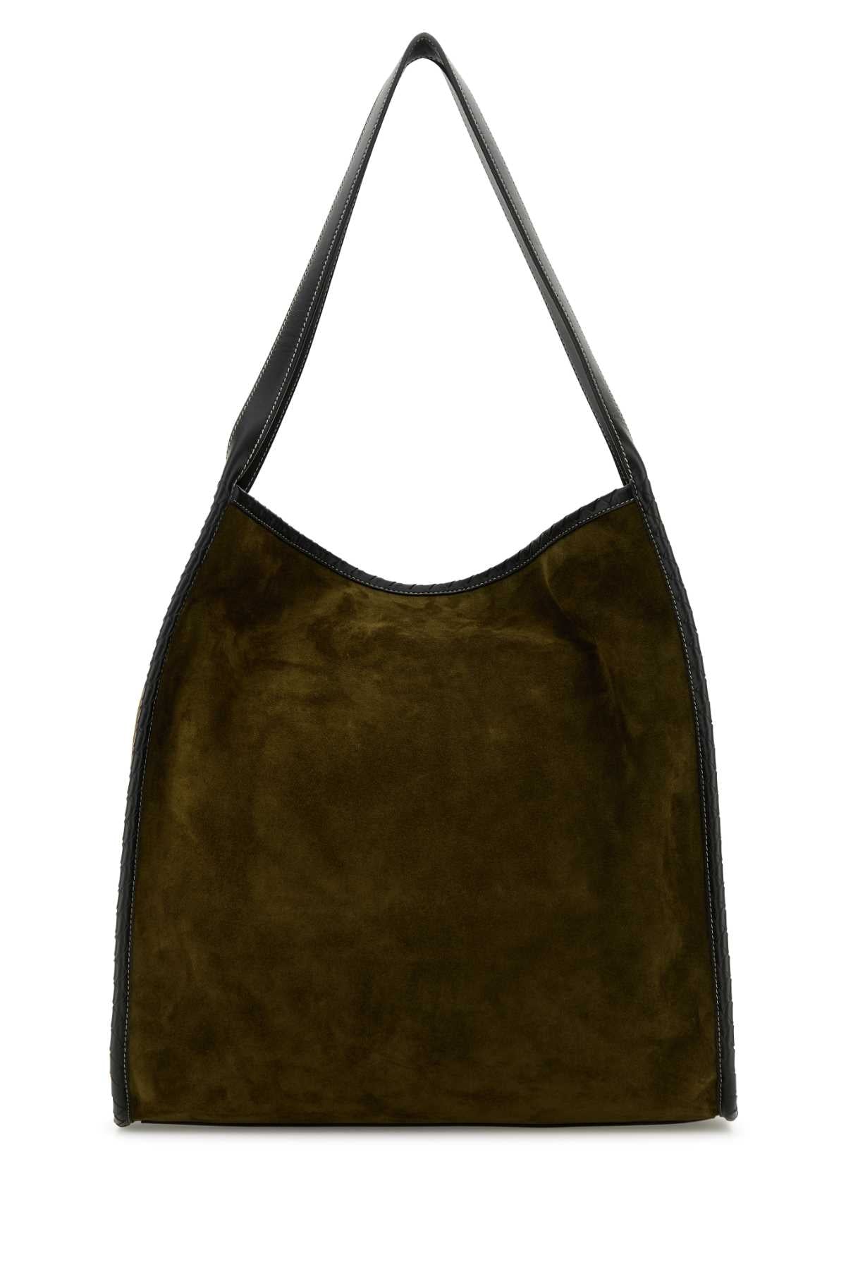 Bottega Veneta Men Army Green Suede Corriere Shopping Bag