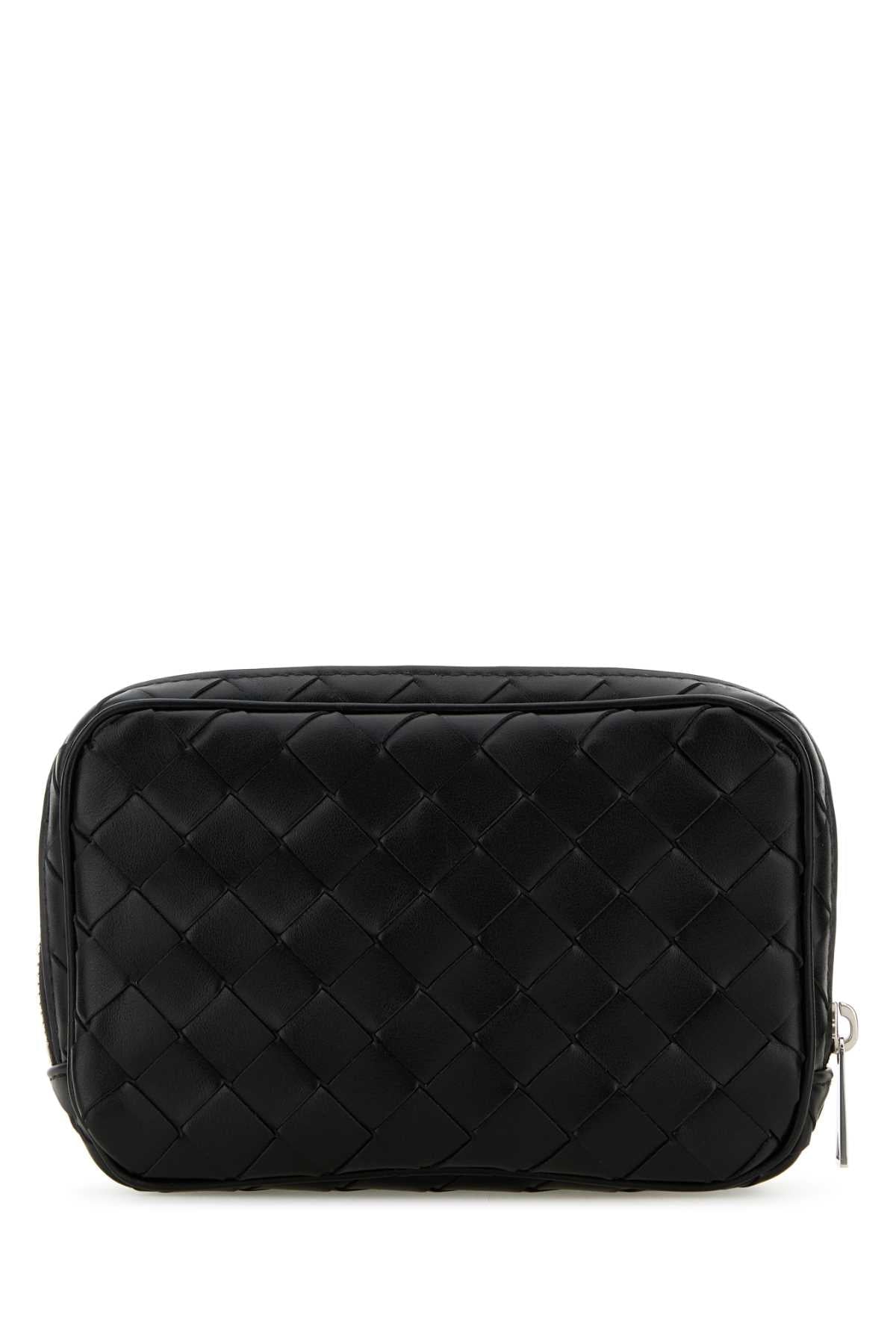 Bottega Veneta Men Black Leather Small Intrecciato Beauty Case
