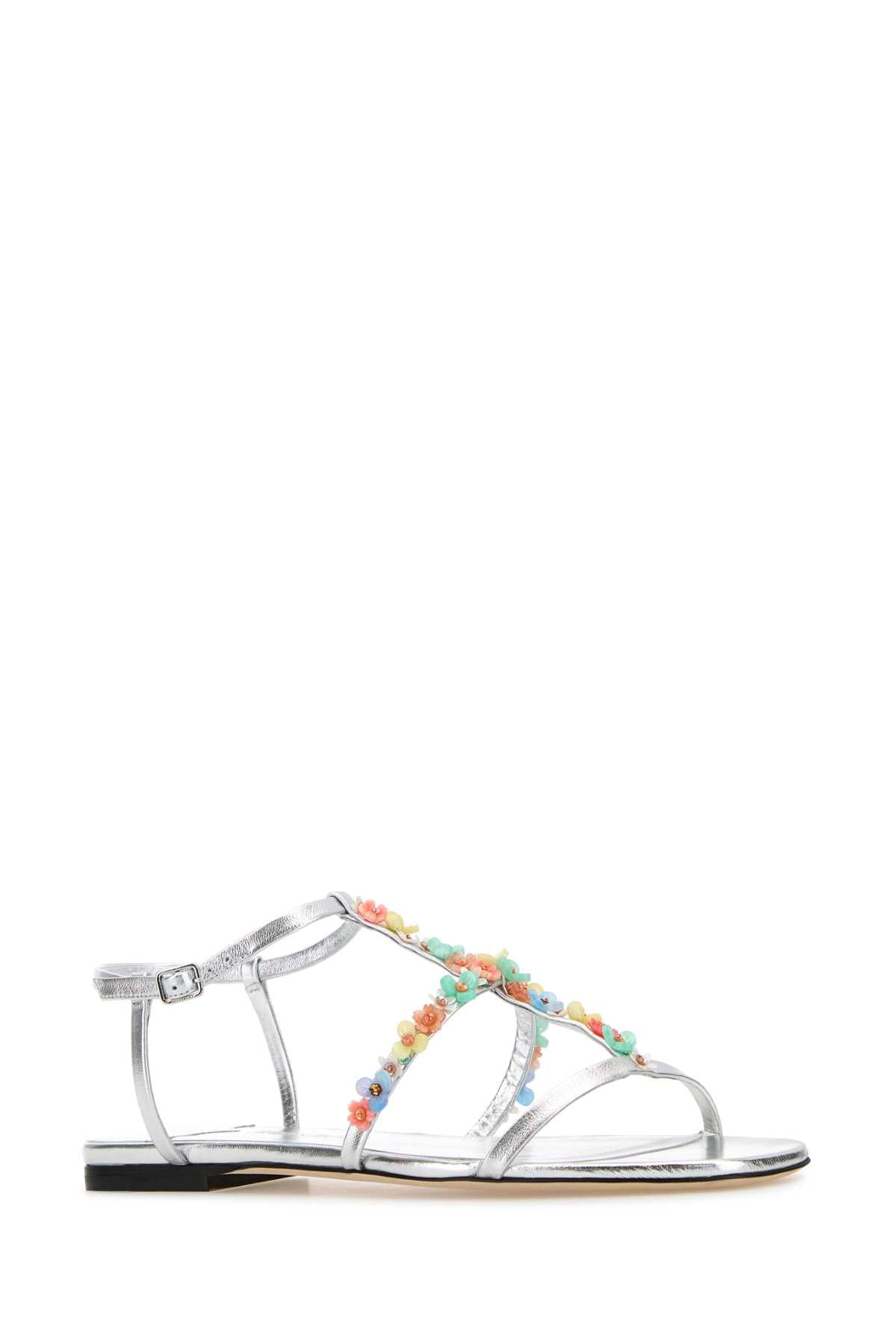 Jimmy Choo Women Silver Nappa Leather Daisy Sandals