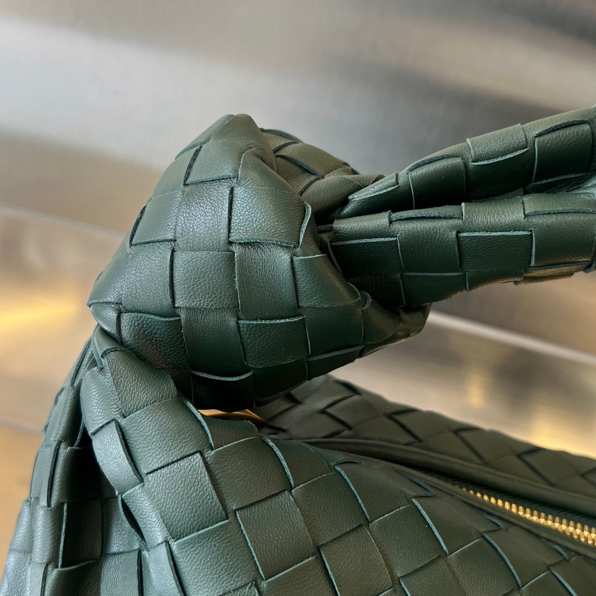 Bottega Veneta SMALL JODIE 48 DARK GREEN CALFSKIN