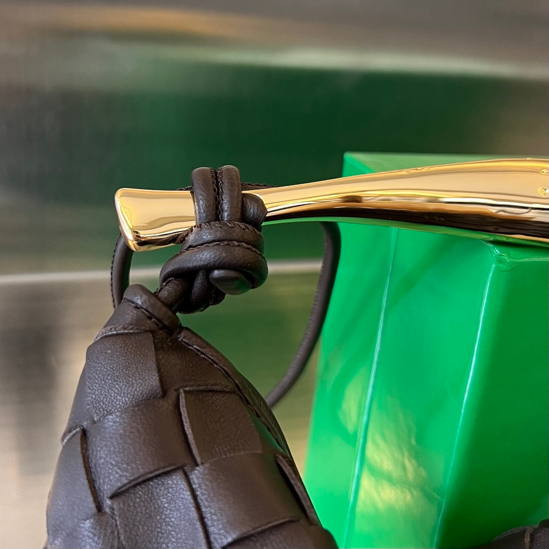 Bottega Veneta SARDINE 20 WITH CHAIN IN BLACK LAMBSKIN