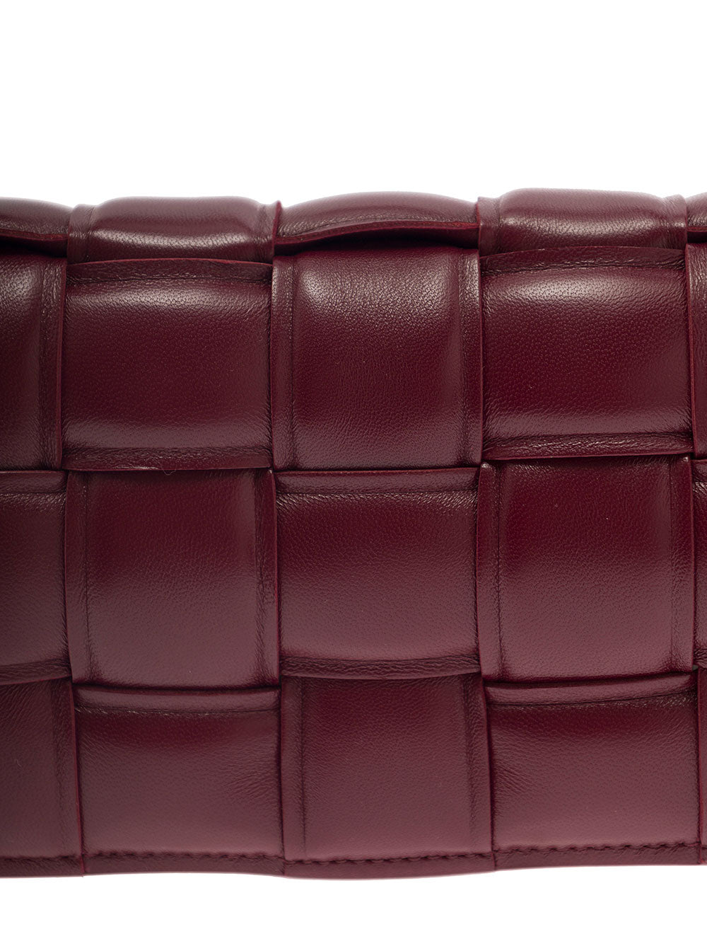 Bottega Veneta Women 'Small Padded Cassette' Bordeaux Crossbody Bag In Intreccio Nappa Leather Woman