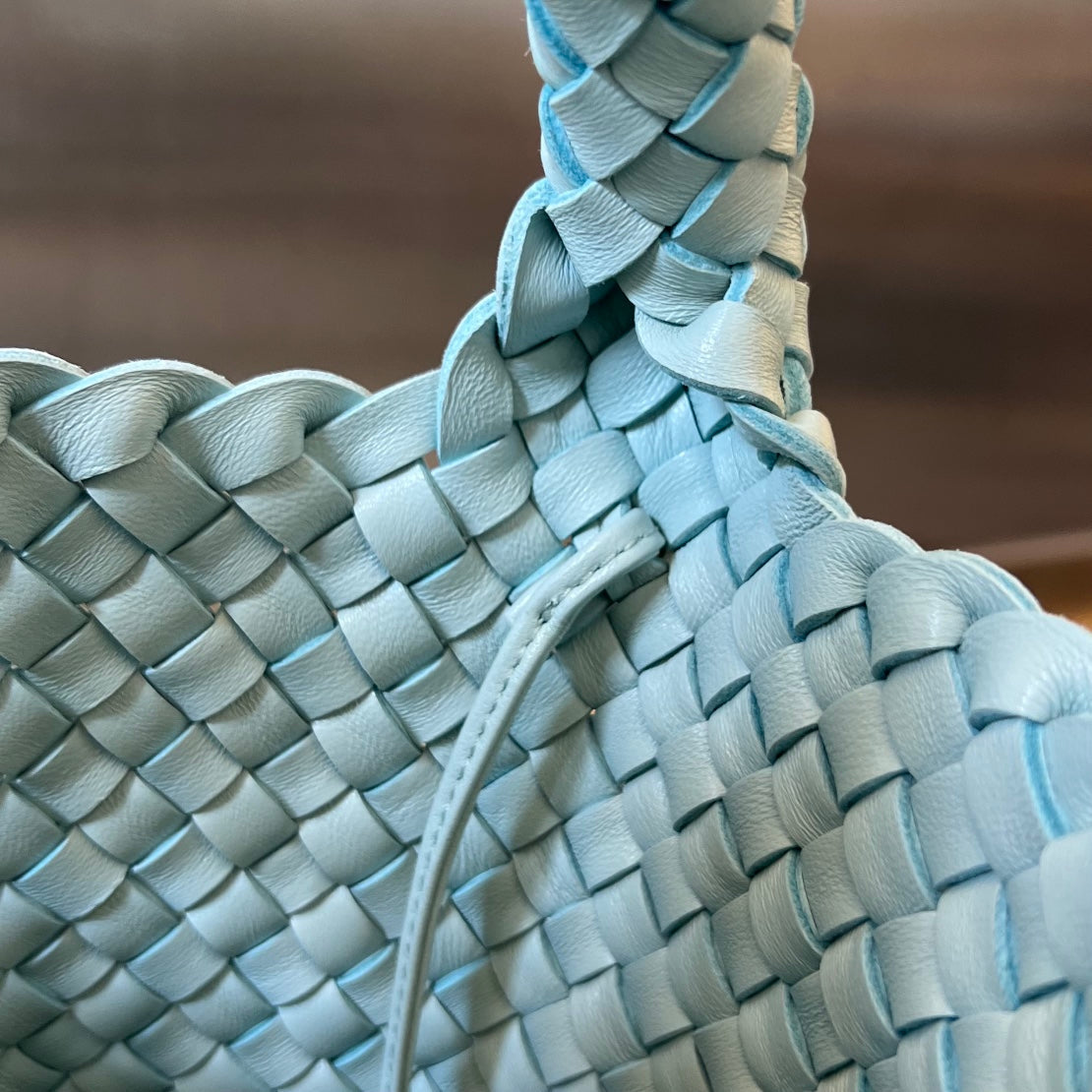 Bottega Veneta CABAT BUCKET 35 IN BLUE SKY LAMBSKIN