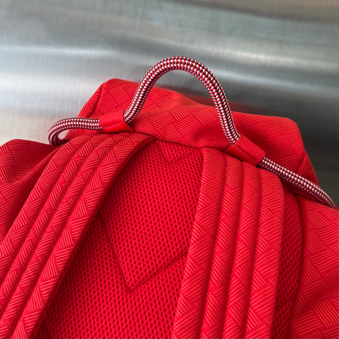 Bottega Veneta ALTO 42 BACKPACK IN CHERRY RED JACQUARD FABRIC