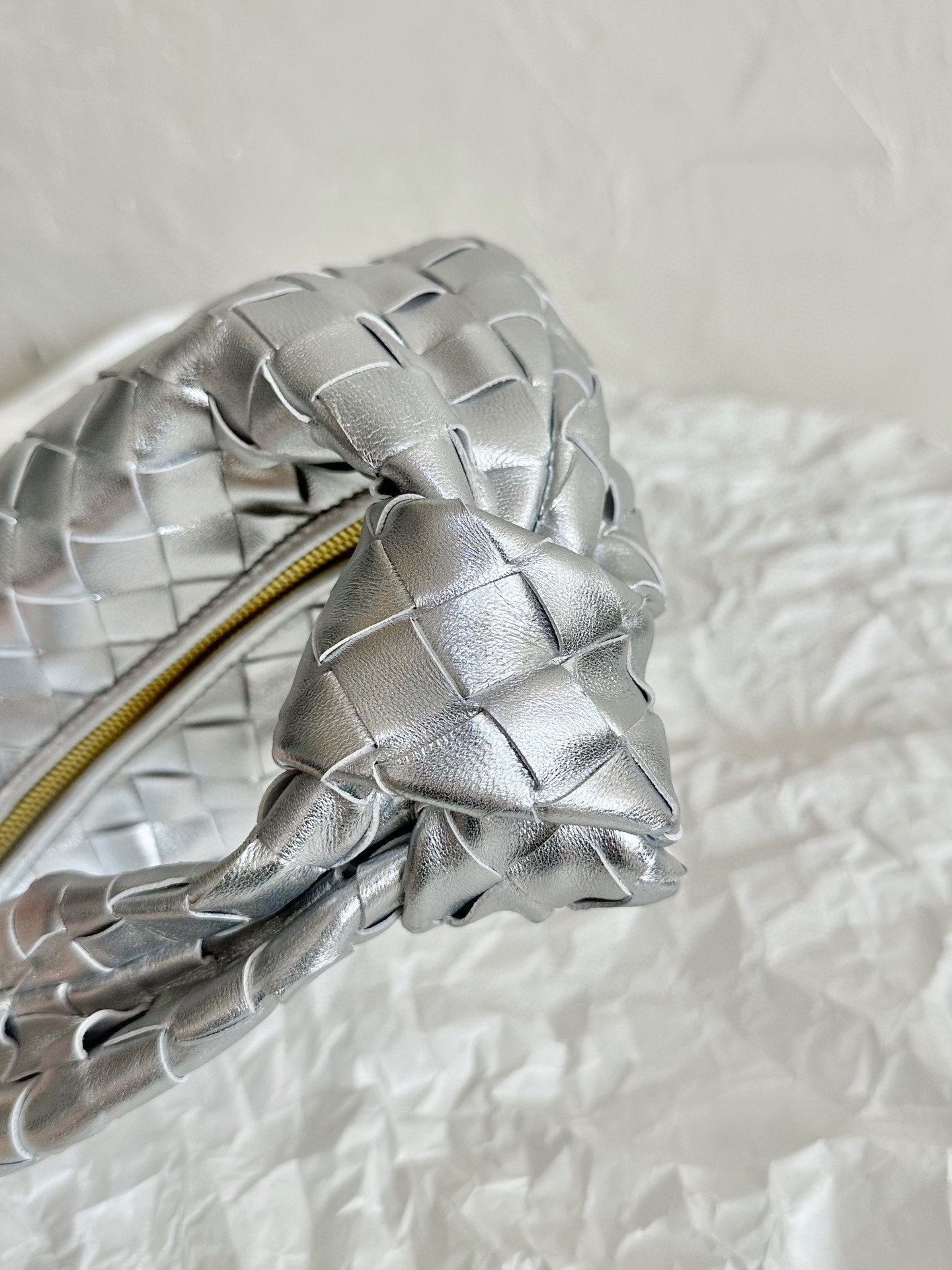 Bottega Veneta mini jodie 28 silver metalic lambskin