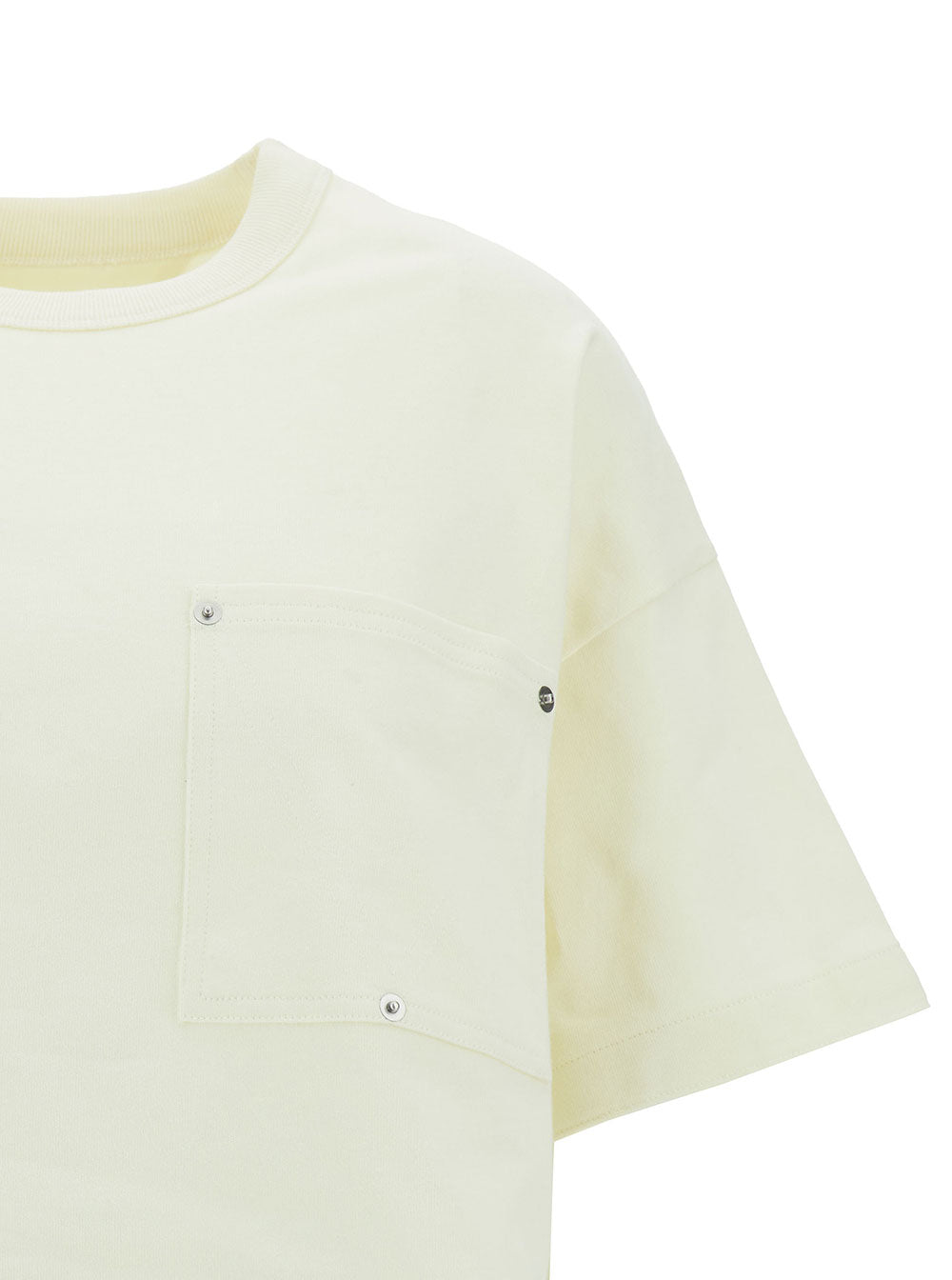 Bottega Veneta Women White Crop T-Shirt With Patch Pockets In Cotton Woman
