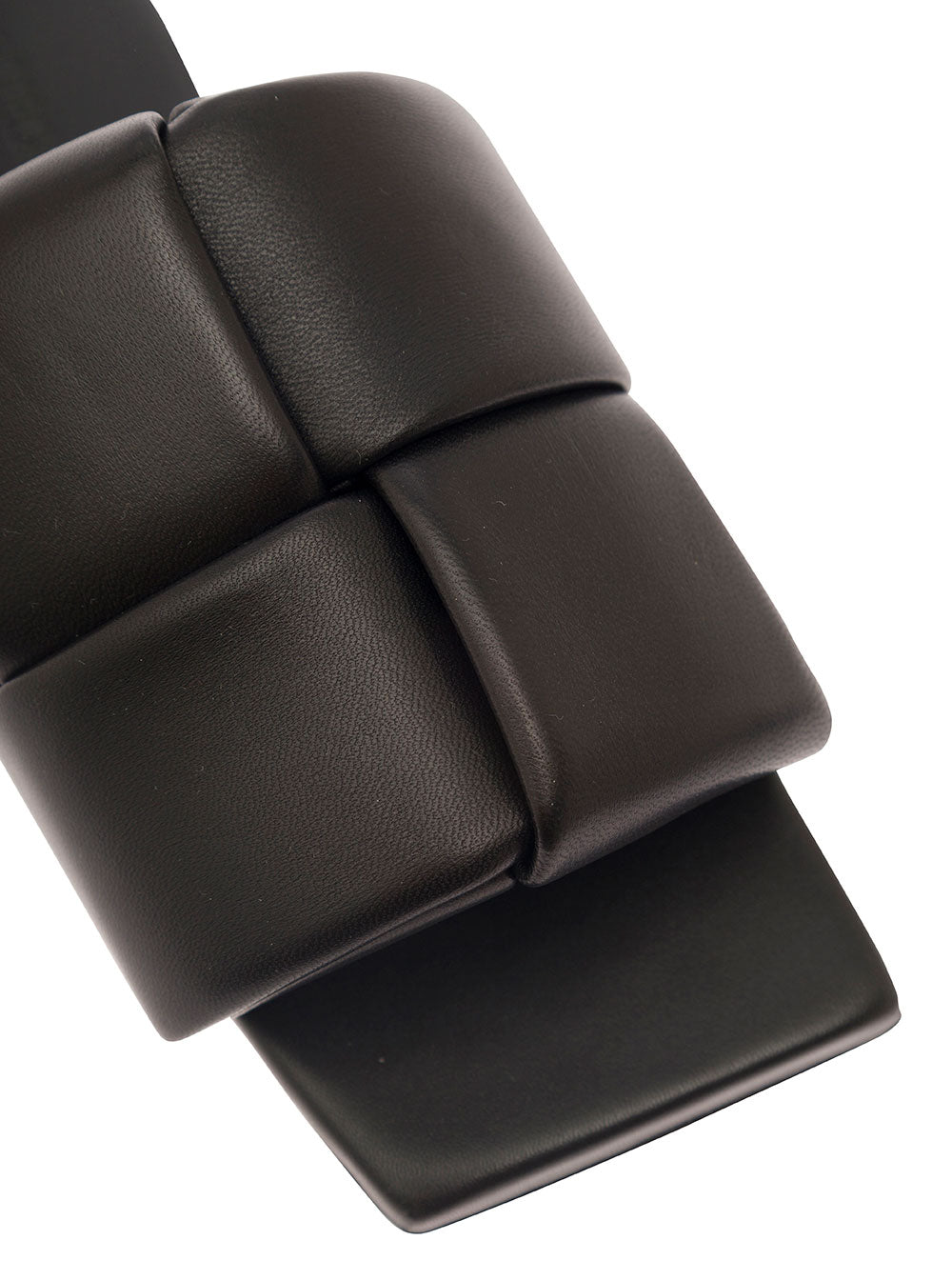 Bottega Veneta Women Black Flat Mules With Padded Intreccio Band In Leather Woman