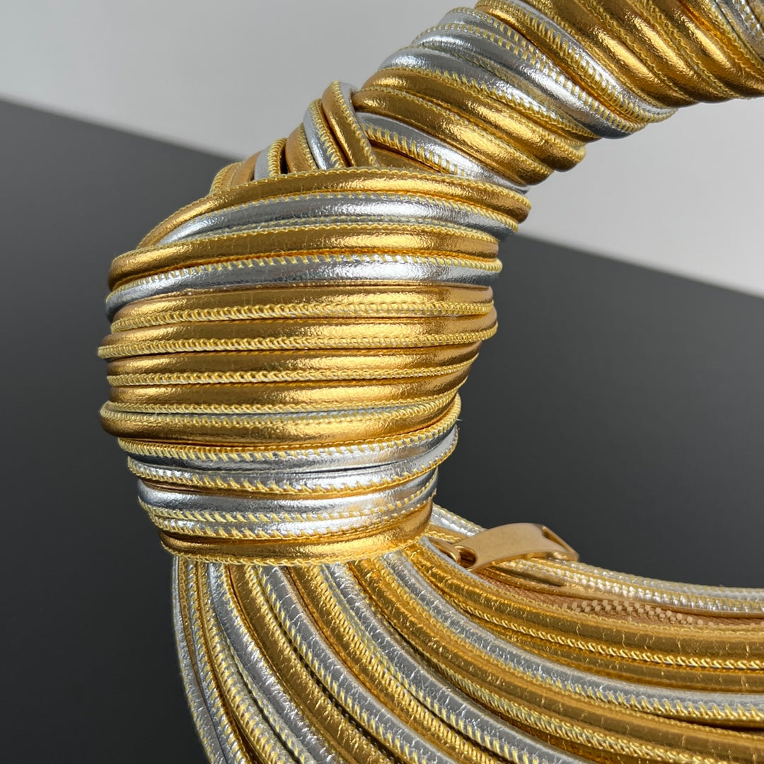 Bottega Veneta MINI JODIE 28 BAG IN GOLD MIX SILVER LAMBSKIN