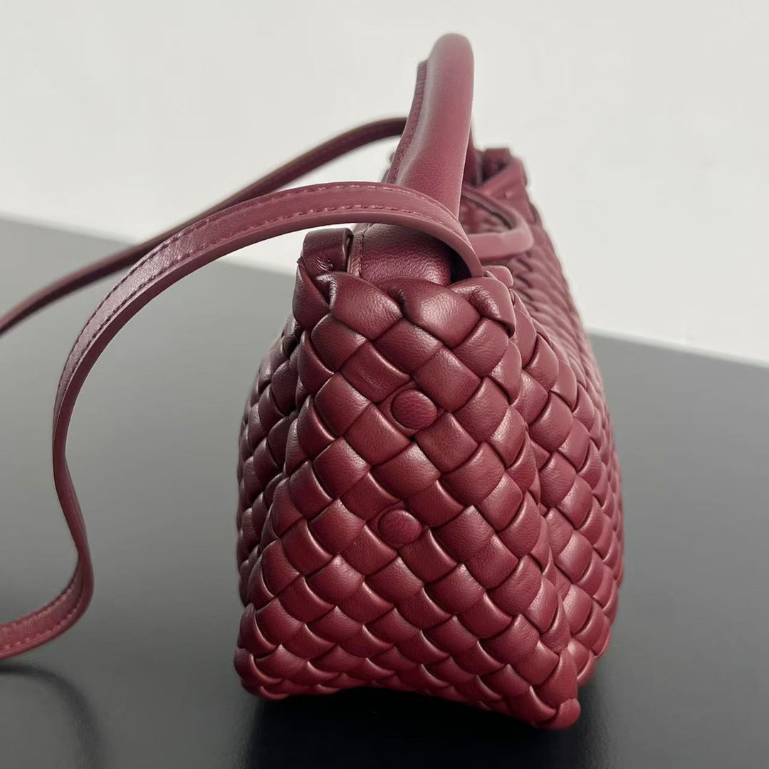 Bottega Veneta BV Small Cobble Top Handle 23cm Dark Red Lambskin