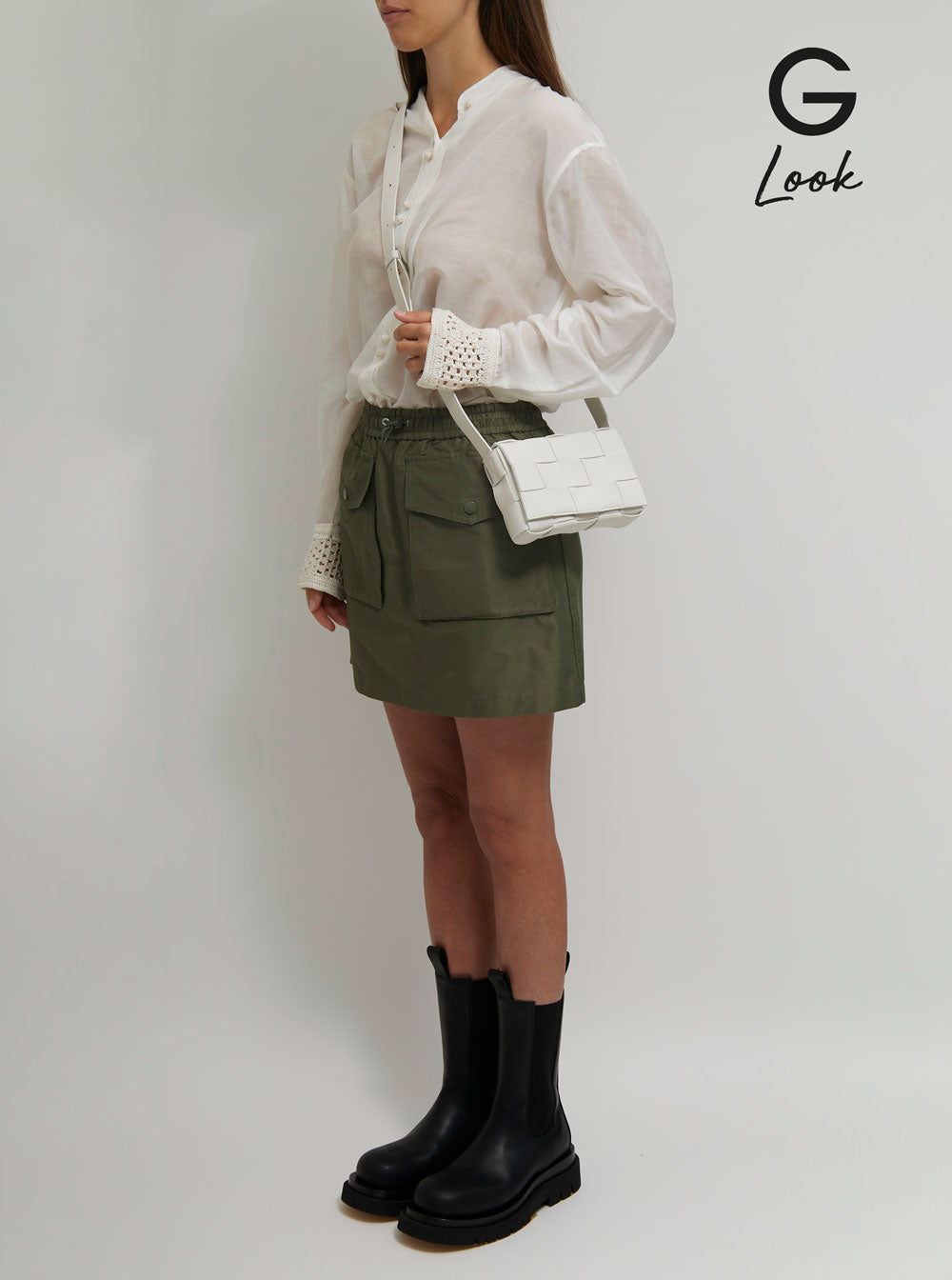 Bottega Veneta Women 'Small Cassette' White Crossbody Bag In Intreccio Nappa Leather Woman Bottega Veneta