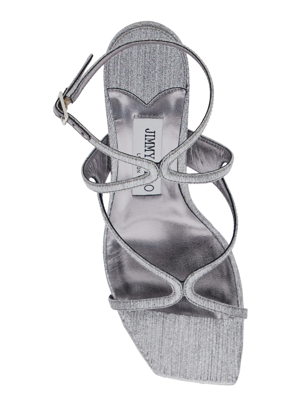 Jimmy Choo Women 'Azie' Metallic Sandals With High Stacked Heel And Criss-Cross Strap In Tech Fabric Woman