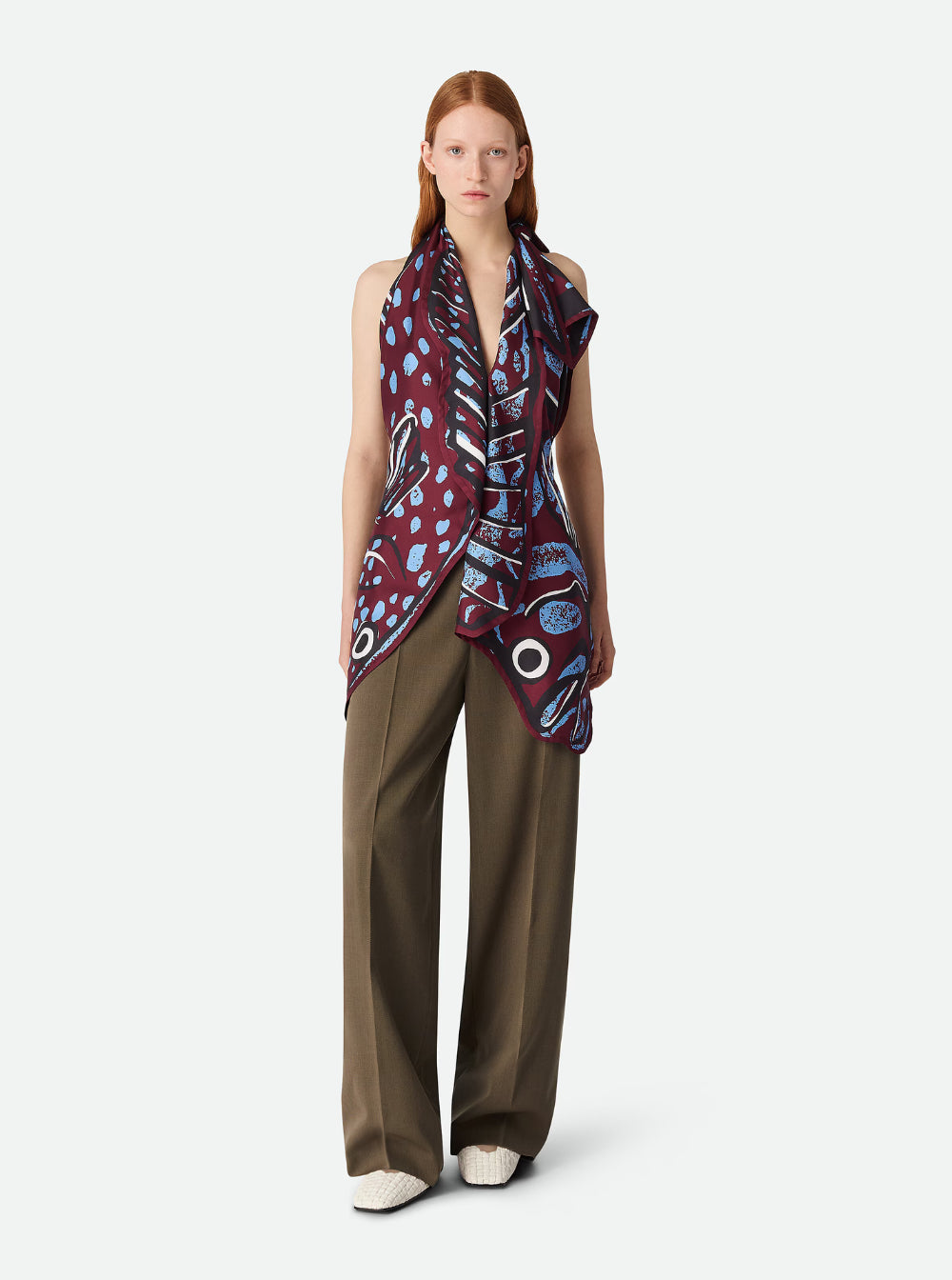Bottega Veneta Women Multicolor Top With Asymmetric Design And All-Over Printed Motif In Silk Woman