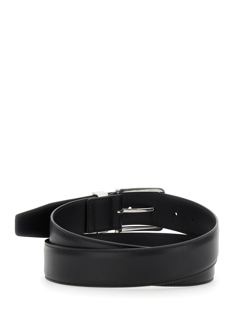 Bottega Veneta Men Black Belt With Intrecciato Detail On The Buckle In Leather Man