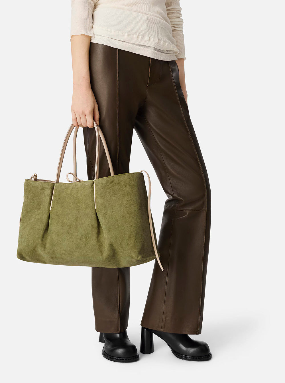 Bottega Veneta Women 'Pinacoteca' Beige Reversible Shoulder Bag With Two Top Handles And Intrecciato Motif In Leather Woman