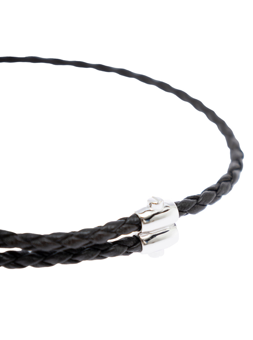 Bottega Veneta Men Metallic Bracelet With Intrecciato Design And Sliding Closure In Leather And Silver Man