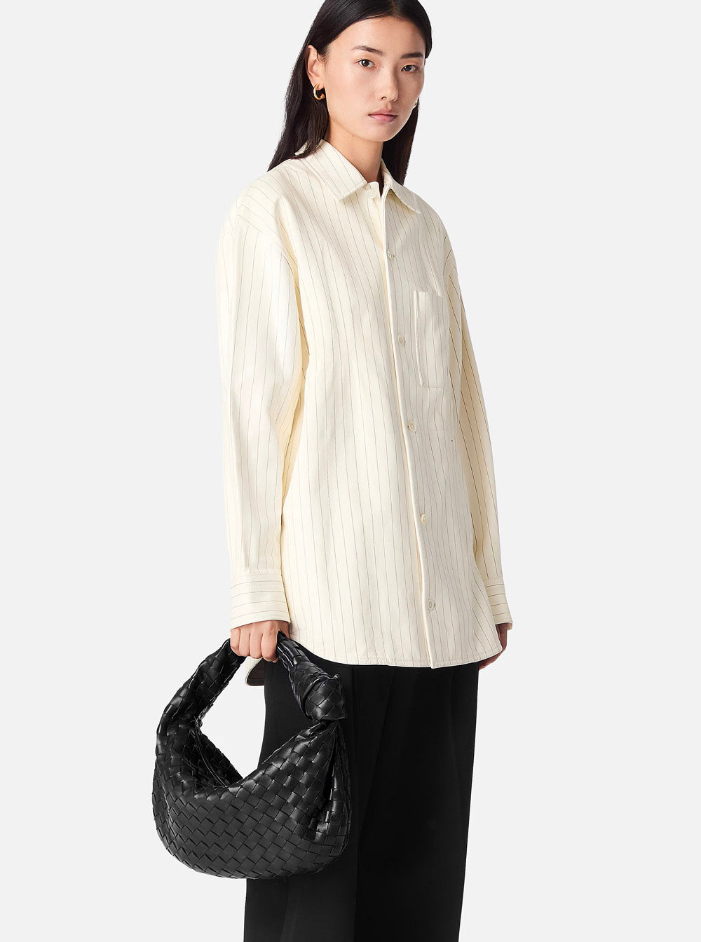 Bottega Veneta Women 'Jodie' Black Small Shoulder Bag With Knot Detail And Intrecciato Motif In Leather Woman