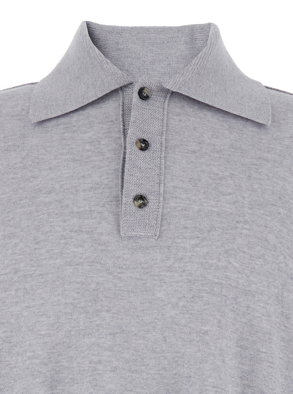 Bottega Veneta Men Grey Polo Shirt With Classic Collar And Front Button Closure In Wool Man