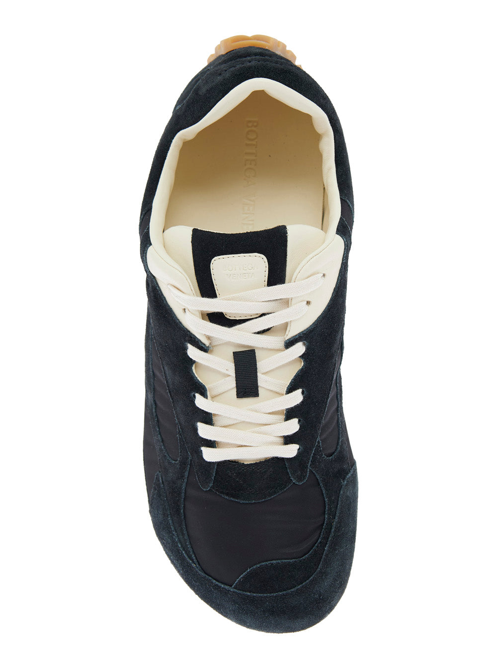 Bottega Veneta Men 'Orbit' Black Low Top Sneakers With Logo Patch On The Tongue In Suede And Tech Fabric Man