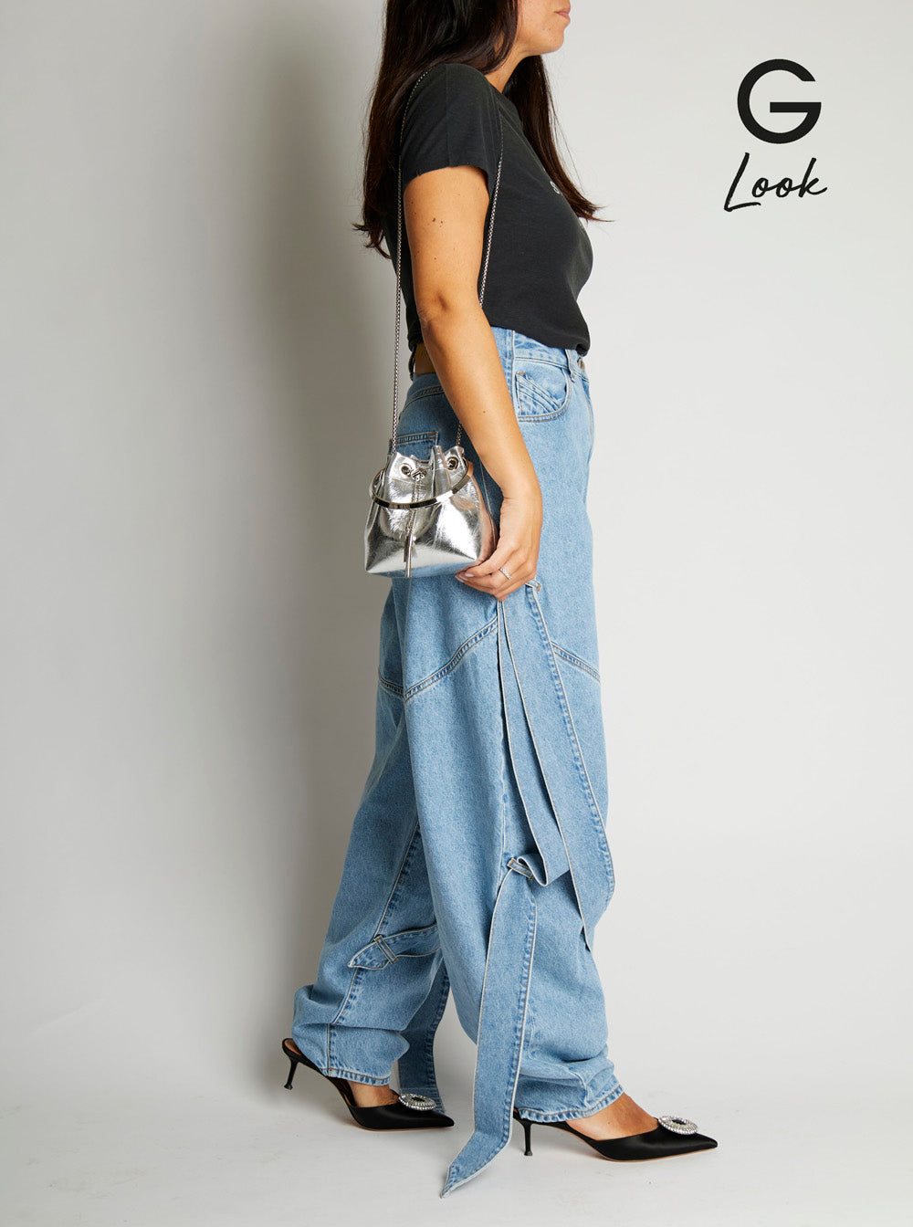 Jimmy Choo Women 'Bon Bon' Metallic Handbag With Metal Bracelet Handle And Chain-Link Shoulder Strap In Leather Woman