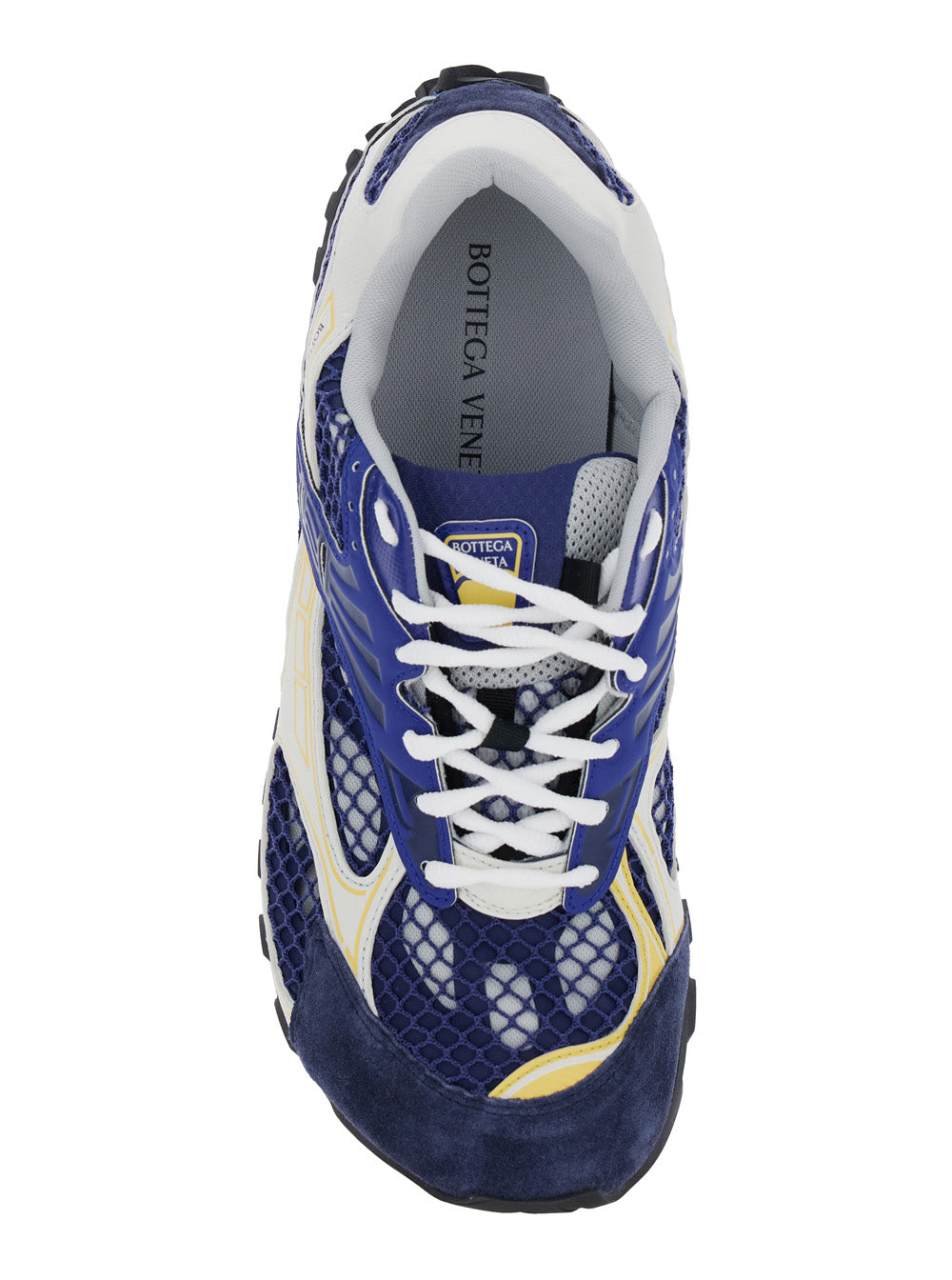 Bottega Veneta Men 'Orbit' Blue Sneakers With Logo Lettering Print In Lightweight Techno Mesh Man