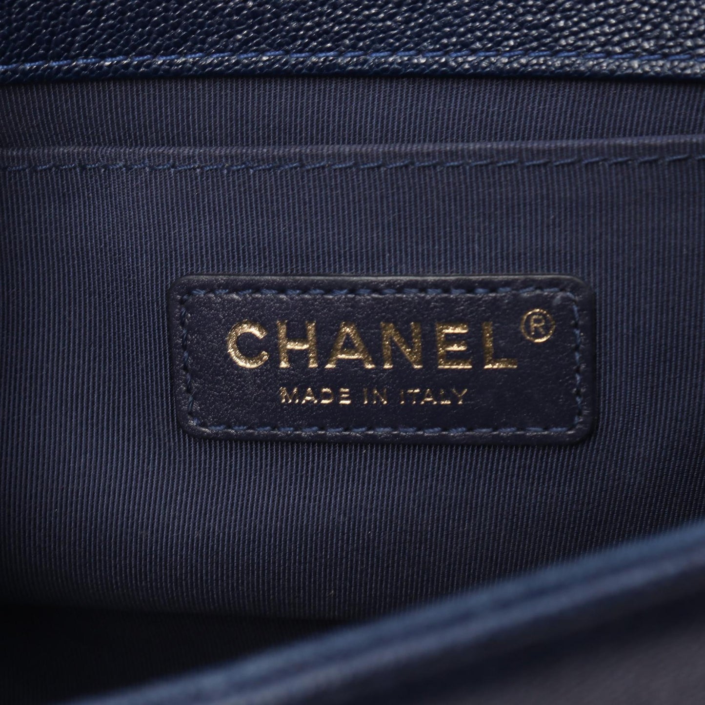 Chanel Boy Caviar Shoulder Bag Navy A676851